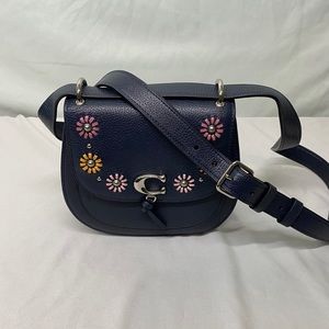 Coach Remi Saddle Bag w Whipstitch Daisy Appliqué